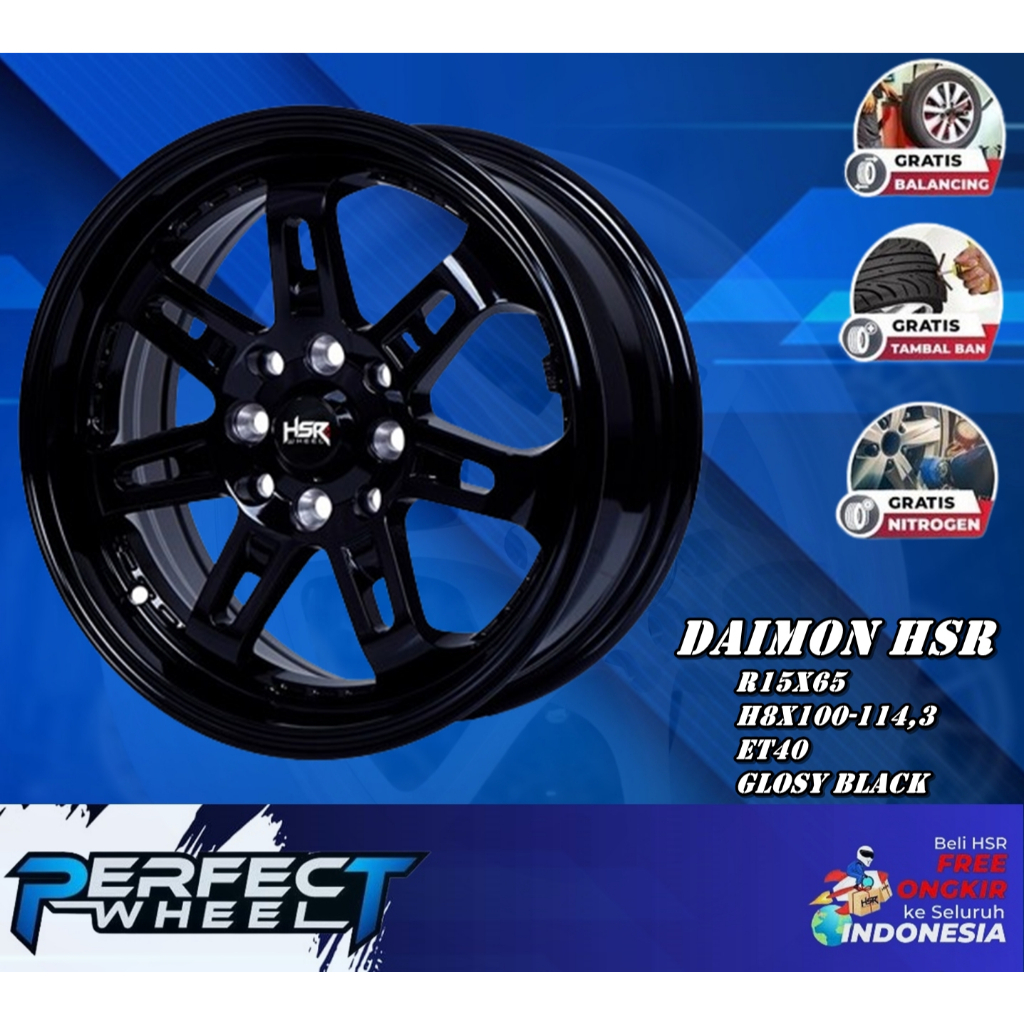 Velg Racing HSR Daimon R15 Dobel Pcd Velg Mobil R15 Tuk Panther Xenia Mobilio Agya