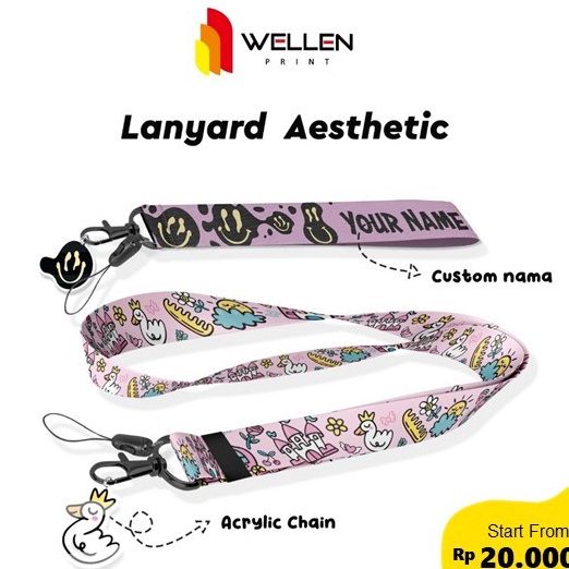 

Obral Terlaris WELLEN PRINT Cetak Lanyard Aesthetic 2 Sisi Custom Print Gantungan Card Holder ID Card Tali HP dan Kartu Nama