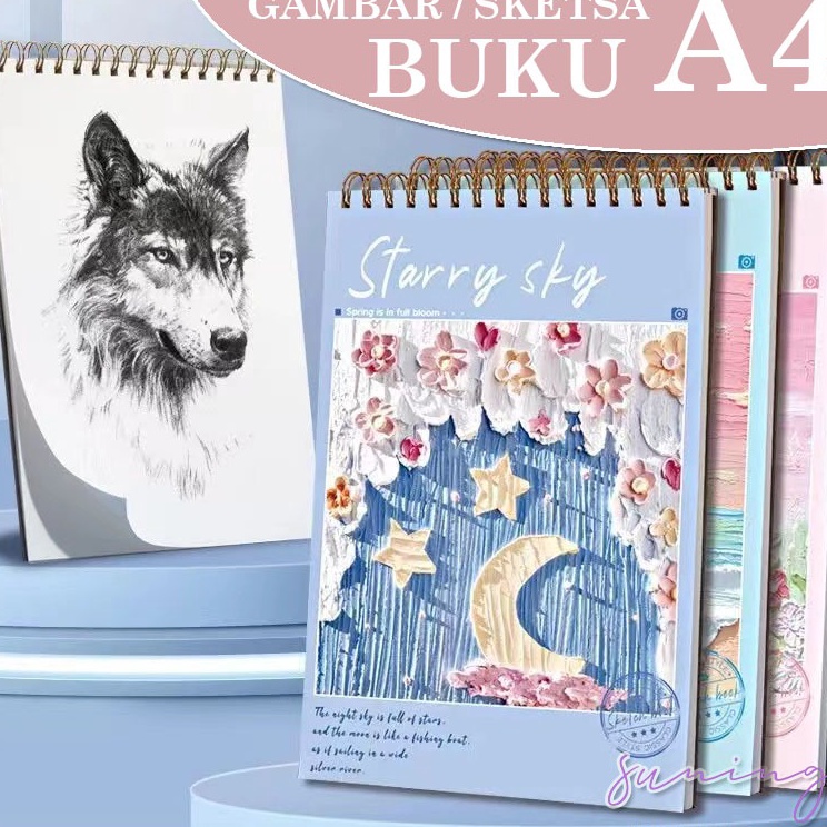 

Hadir Meriah Sketchbook A4 Aesthetic Buku Gambar Vertikal Jilid Spiral 6LembarSuning Mall