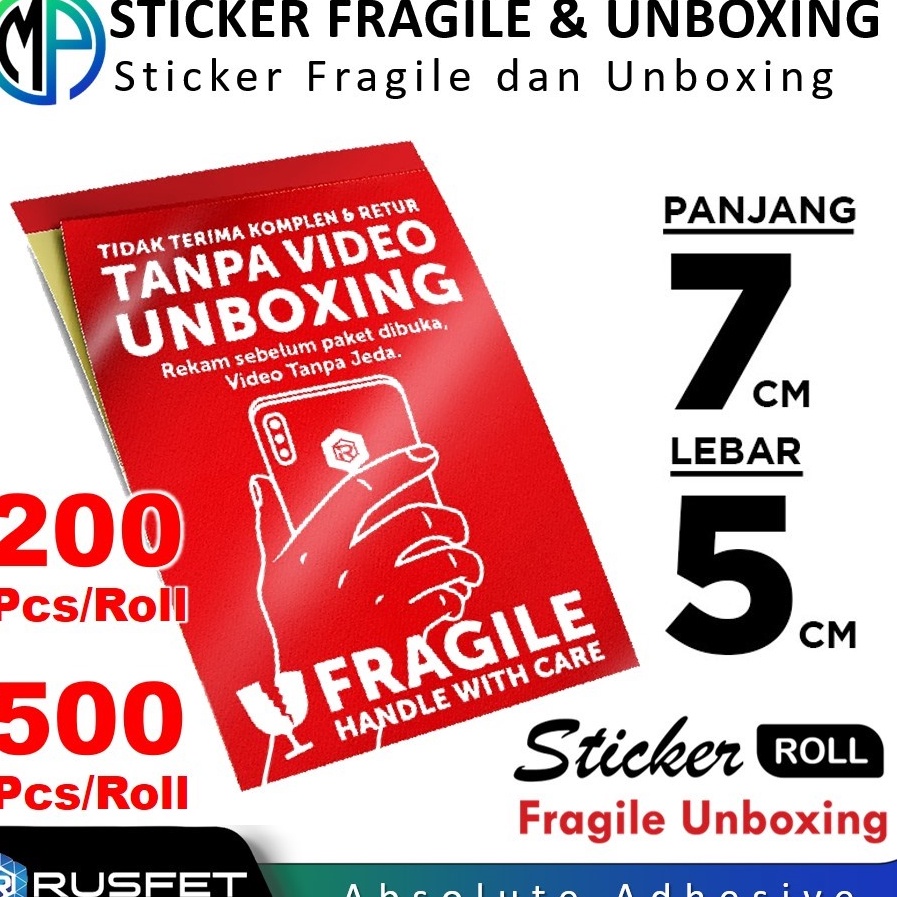 

Super Update Stiker Wajib Video Unboxing Sticker Fragile Unboxing 2pcs dan 5pcs Per Roll Fragile Unboxing Roll