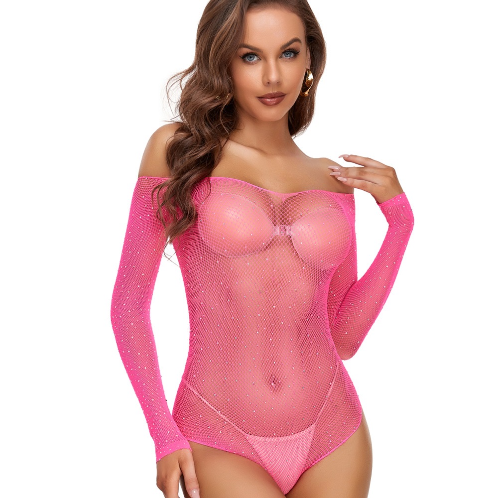 Lingerie Bodystocking Sparkling Glowing LENGAN PANJANG BODYSTOCKING SEXY BLACK HIGH QUALITY IMPORT Sexy Kisser-teddyblink01 rosepin