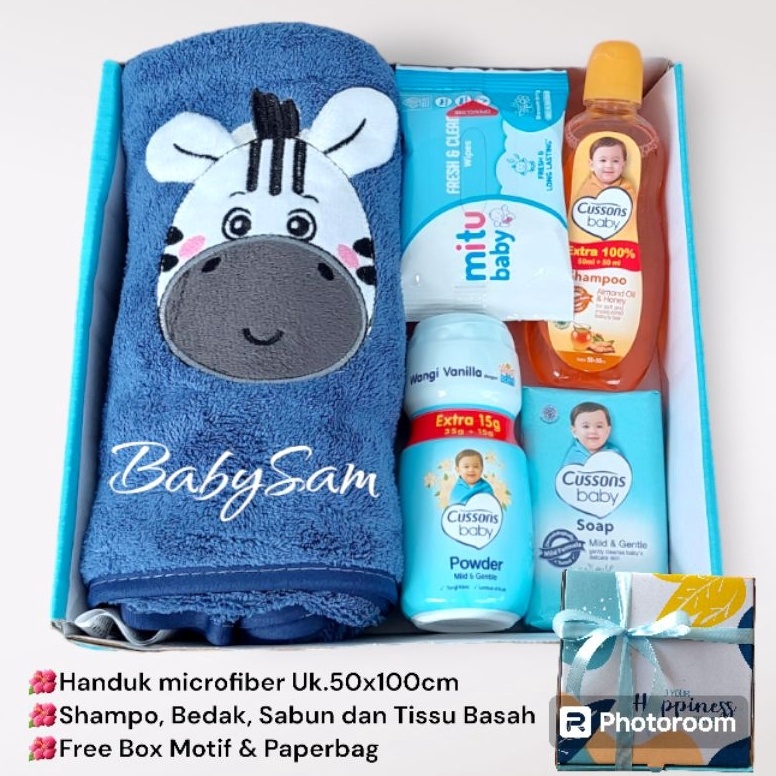 Best Deal PROMO FREE PAPERBAG HAMPERS BAYI PERLENGKAPAN MANDI MICROFIBER  HAMPERS ULANG TAHUN ANAK  