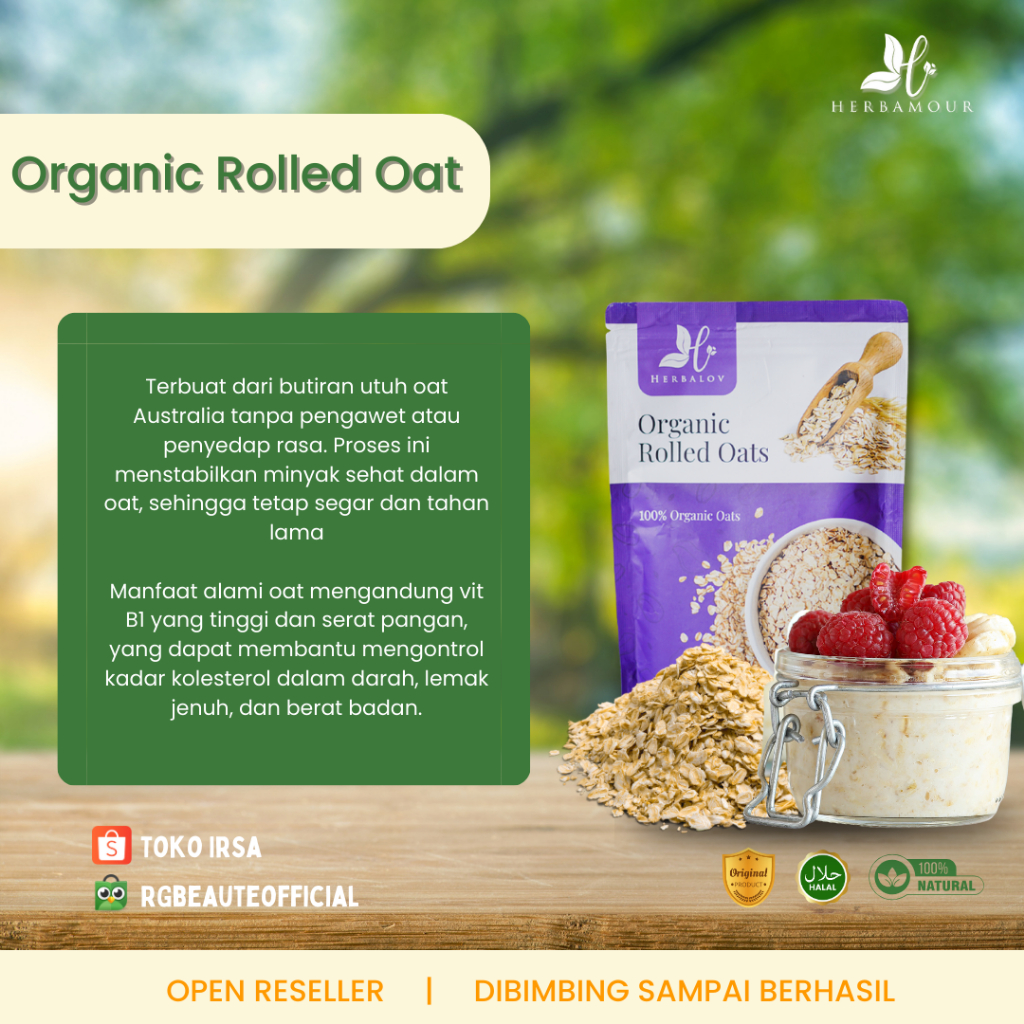 

ROLLED OAT HERBALOV | OAT ORGANIK | OAT UTUH UNTUK DIET