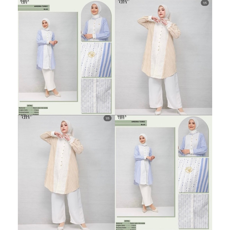 Ameera tunic blue & kuning by versus city