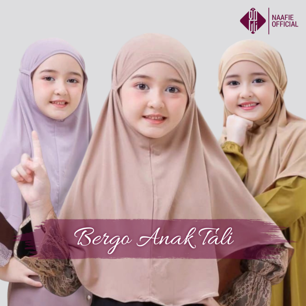 Naafie Bergo Anak - Kerudung Krudung Kudung Jilbab Hijab Bergo Tali Belakang Instan Couple Ibu Anak 