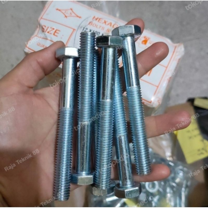 baut m12x100 kunci 19 drat pitch 1.75 / baut BMP m12x120 / baut galvanis m12 x 120 / baut BMP m12 x 