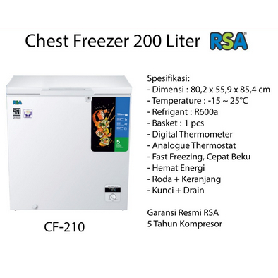 Chest Freezer RSA CF-210/ CF210 200 Liter Freezer Box RSA