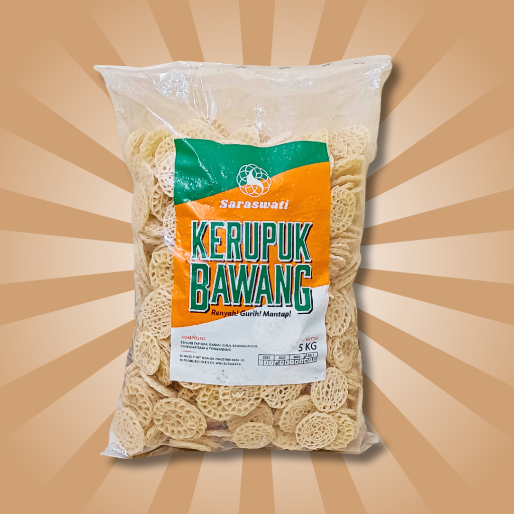 

KERUPUK BAWANG (MAWAR/JEBLES) SARASWATI / KERUPUK / KERIPIK/ SEBLAK / CAMILAN