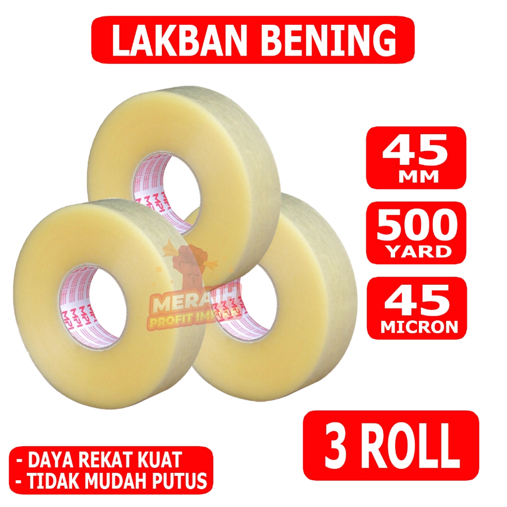 

3 Pcs - Lakban Bening JUMBO 500 Yard - Lakban MPI 45 mm x 500 Yard - Lakban Paket