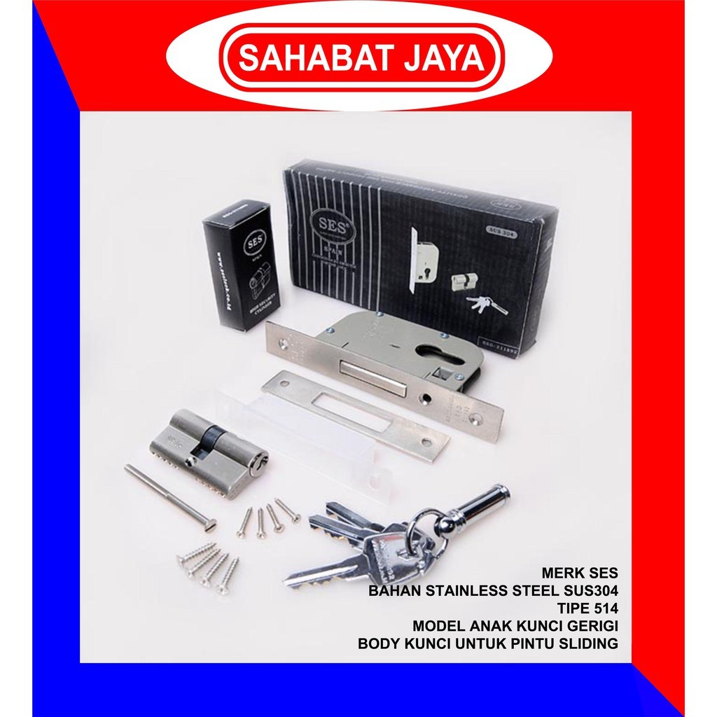 Musangjantan112 Kunci Pintu Dorong/Pintu Sliding/Lockcase Ses 514 Sb Gold / Ss Stainless