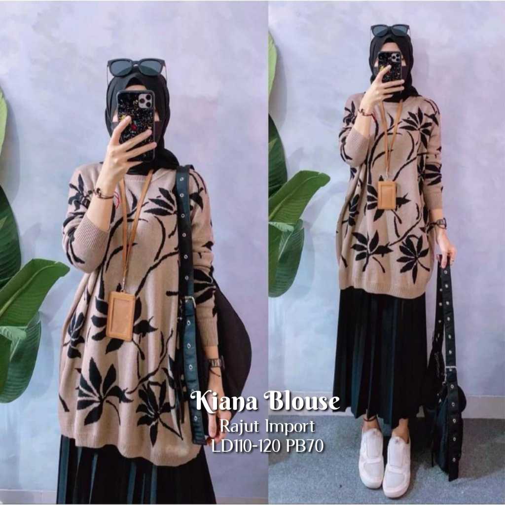 SAVNA LABEL / KIANA BLOUSE / KIANA BLOUSE RAJUT / KIANA TUNIK RAJUT / KNIT BEAR TOP / BLOUSE RAJUT I