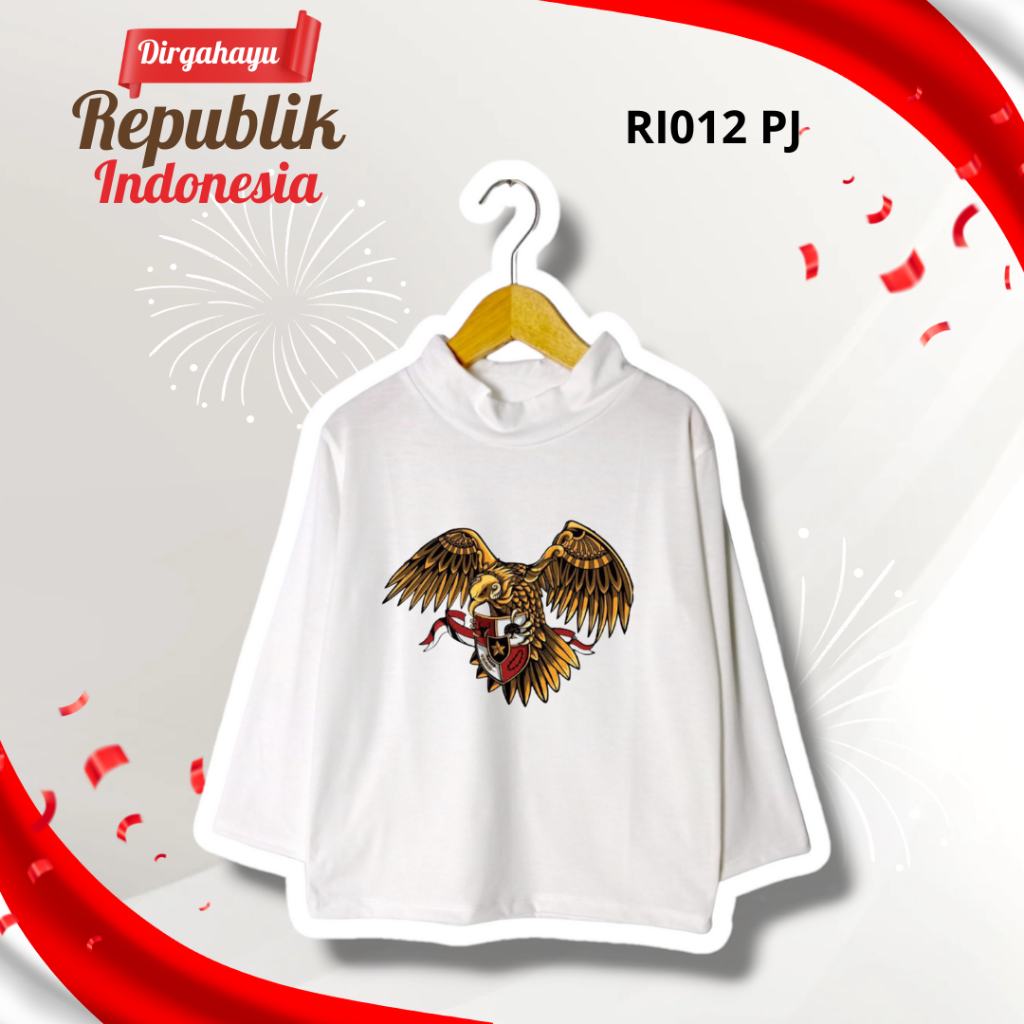 RI012 Atasan Lengan Panjang Turtle Neck - Baju Atasan Kaos Top Hijab Anak Perempuan Laki-laki Kerah 