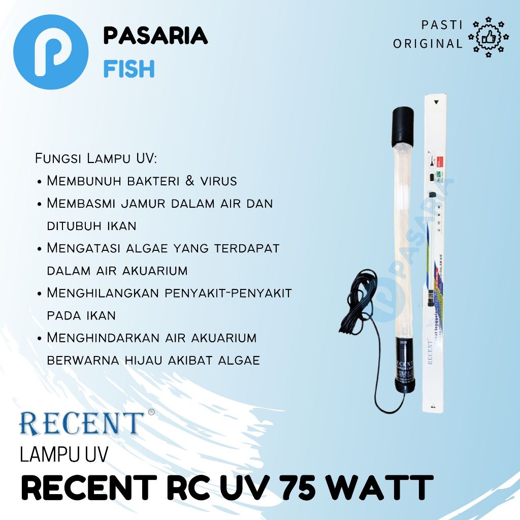 RECENT Lampu UV 75 Watt Kolam Ikan Koi Ultraviolet