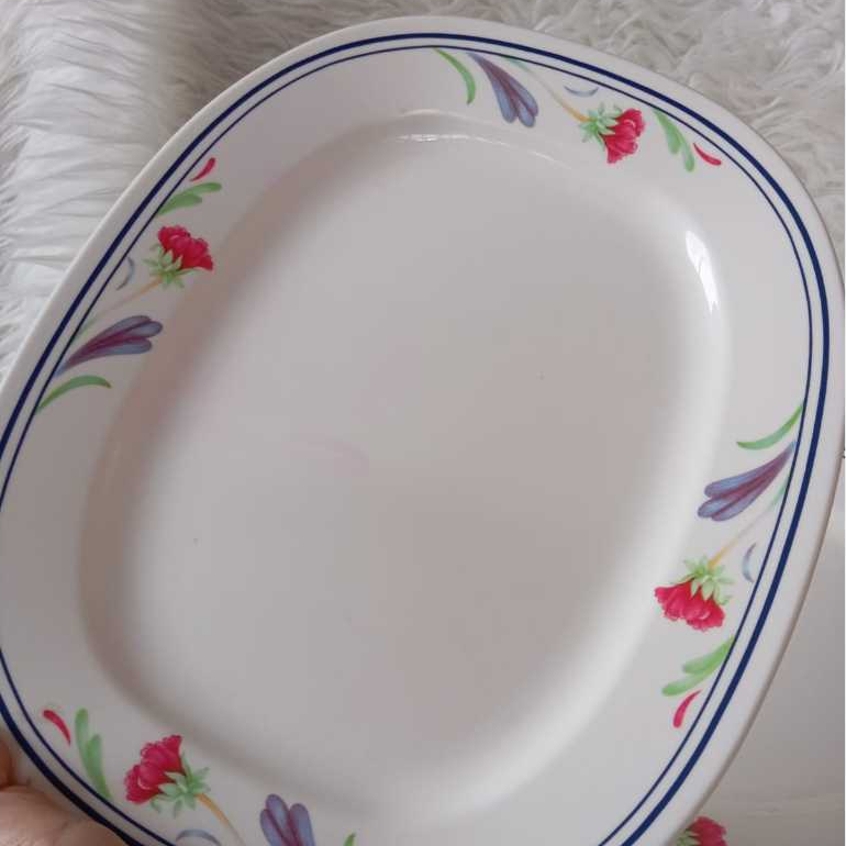 Piring Saji/Piring Persegi panjang/Piring saji motif Bunga/Piring Saji Melamin