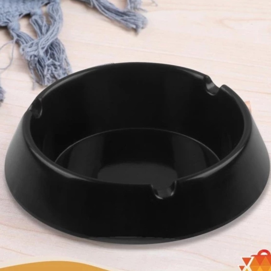asbak melamin bulat hitam murah tempat puntung sekar anti gores glossy