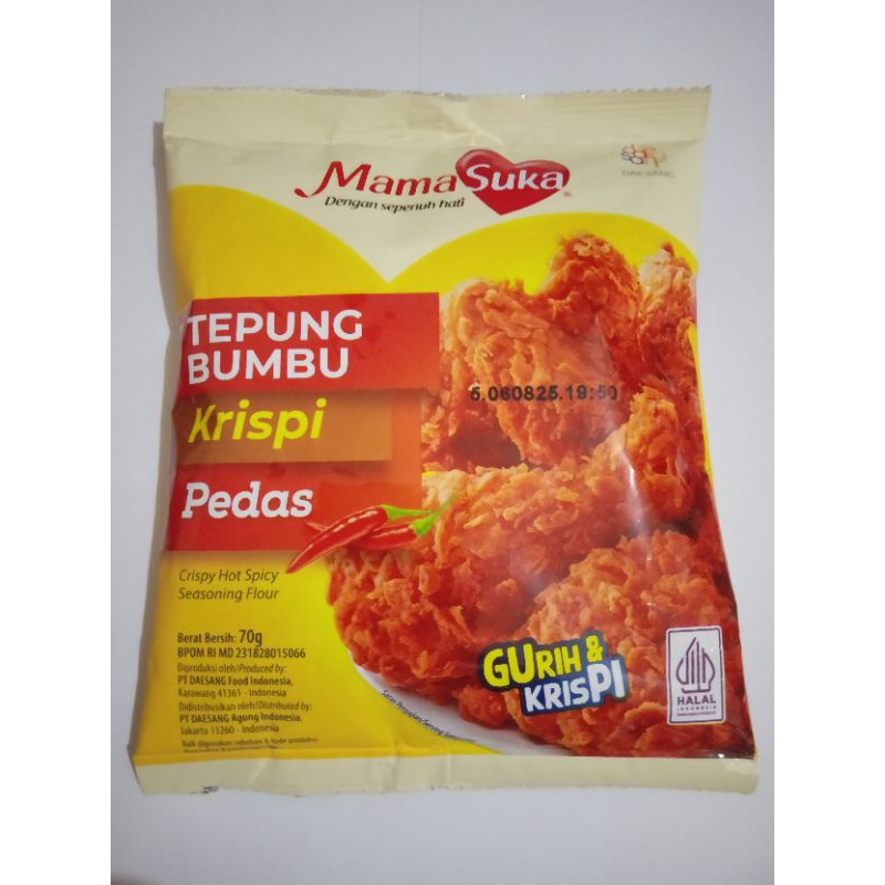 

tepung bumbu ayam krispi rasa pedas mamasuka 70gr per sachet