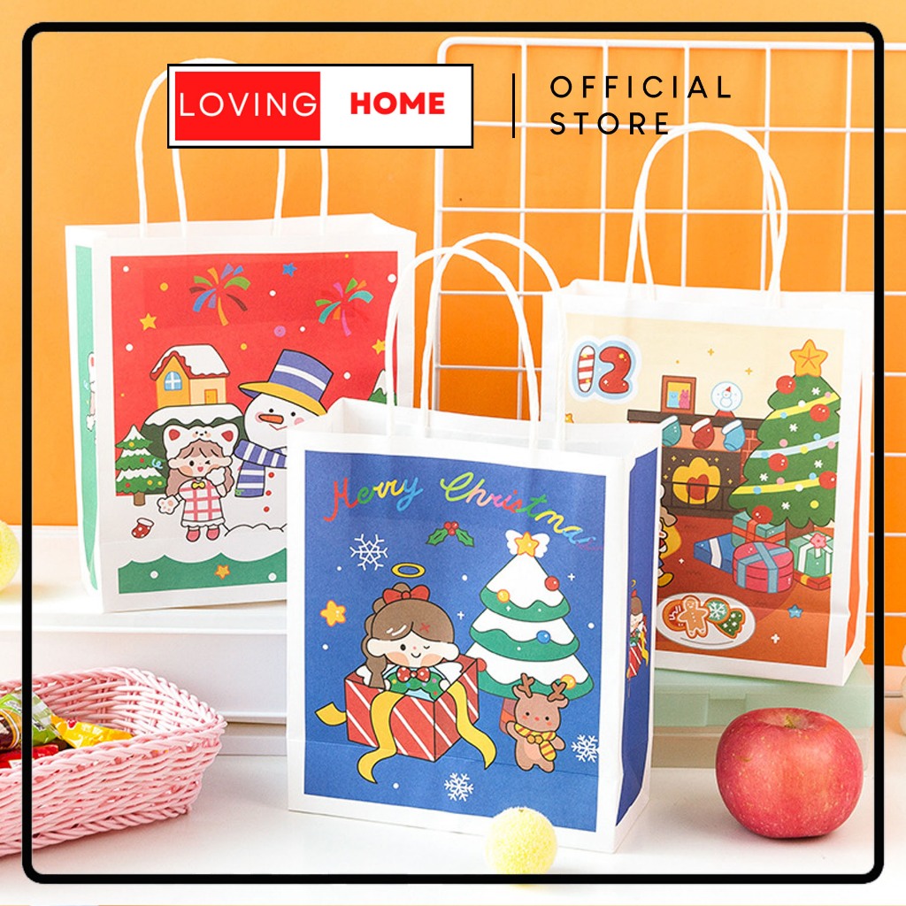 

LOVING HOME - Paper Bag Kantong Kertas Bingkisan Kado Natal Merry Crismast Kartun Lucu Goodie Bag