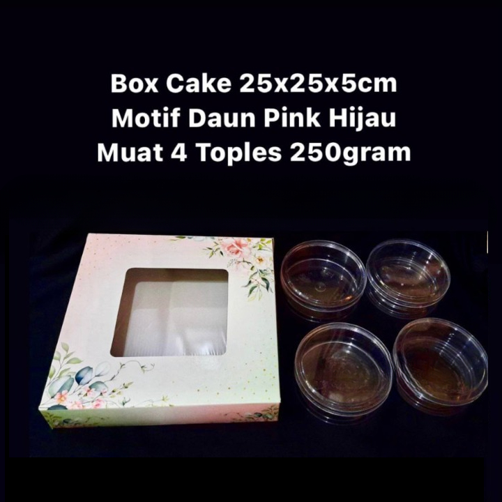 

( 5 pcs ) Cake Box Ukuran 25x25x5 cm Packaging Kue Dus Hampers Muat 4 Toples Kue Kering 250 gram