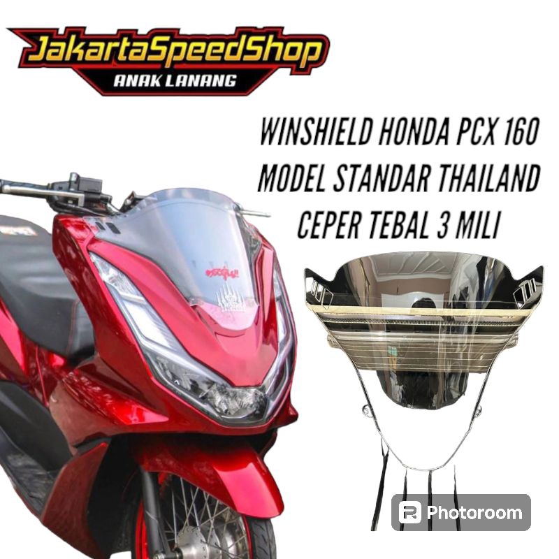 Visor variasi winshield honda pcx 160 ceper standar thailand bahan akrilik 3 mili warna ryben bening