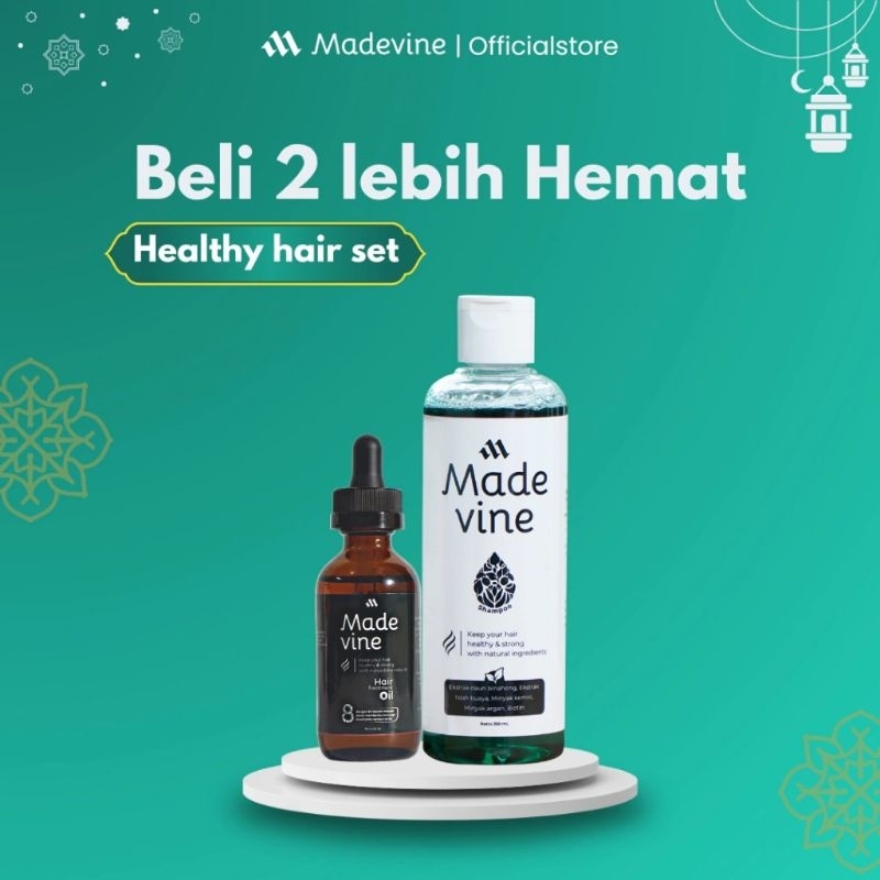 Paket Madevine Hair Oil & shampoo - Obat Rambut Botak Alami Untuk Pria Wanita - Perawatan Rambut Ron