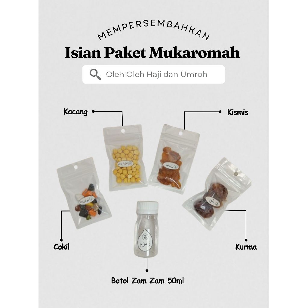 

ZENLUV SOUVENIR ISIAN PAKET MUKAROMAH OLEH OLEH HAJI UMROH UNIK PREMIUM GROSIR