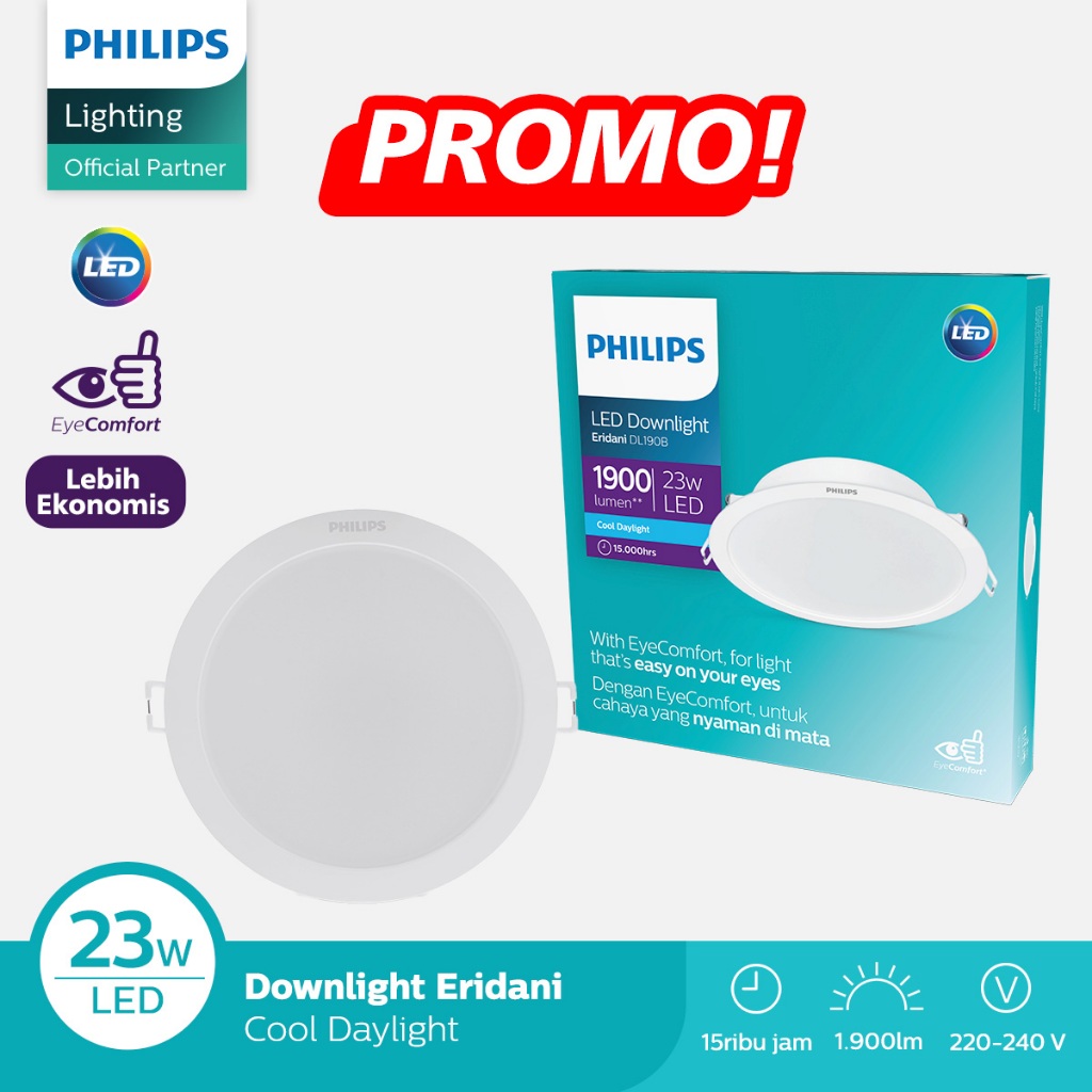 Lampu Philips Downlight Eridani LED18 D200 23W 65K Putih