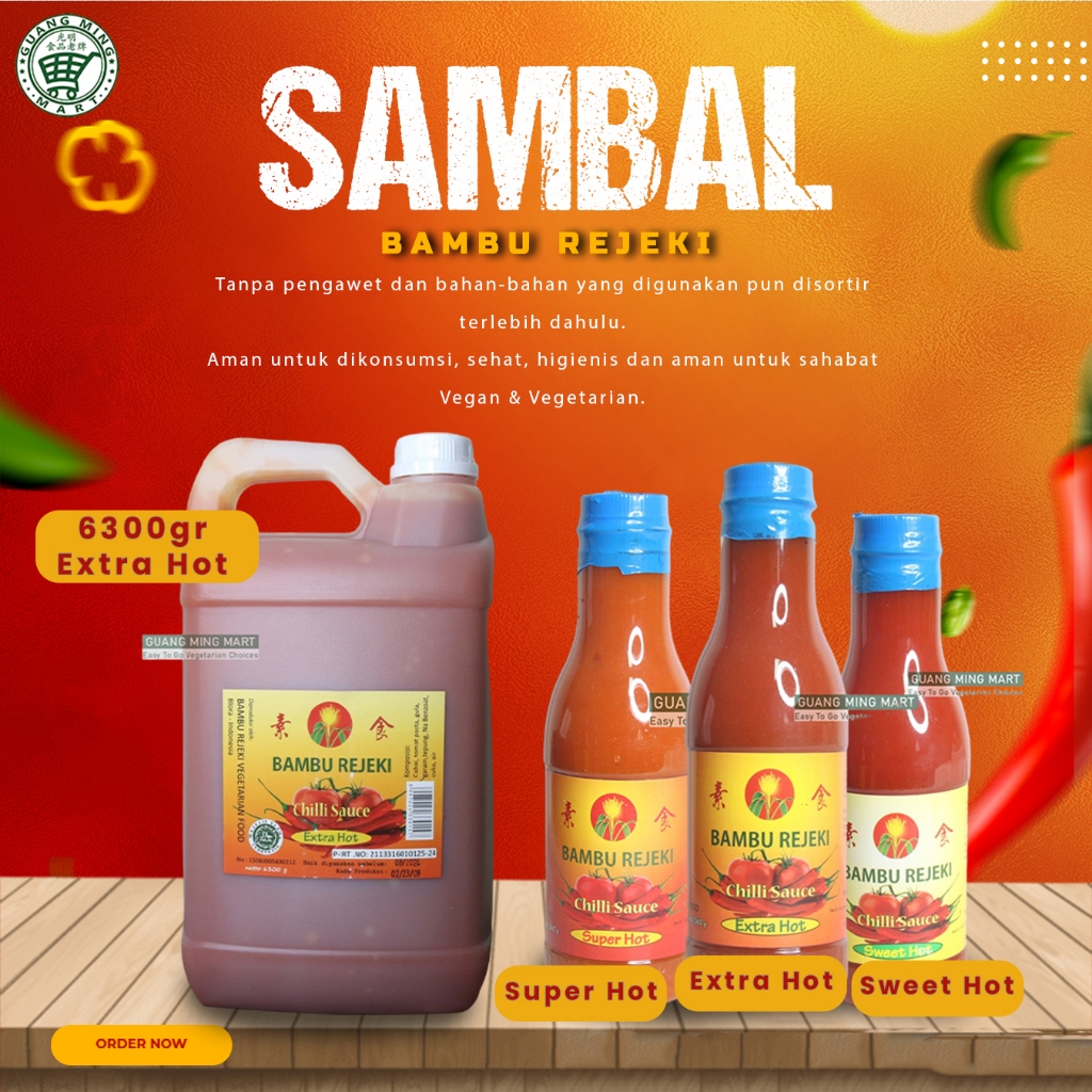 

Sambal Bambu Rejeki Vegetarian / Vegan / Chili Sauce Extra Hot 360gr
