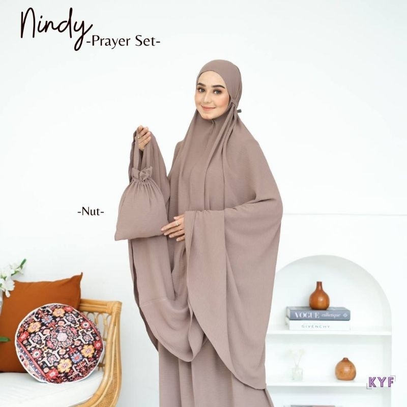 Mukena Nindy Prayer Set Size Jumbo model 2 in 1 Bahan Crinkle Airflow