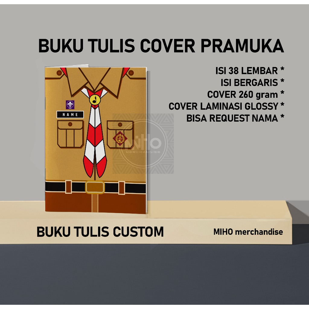 

BUKU TULIS SEKOLAH CUSTOM SERAGAM PRAMUKA COWOK / UKURAN A5 / ISI KERTAS BISA CUSTOM