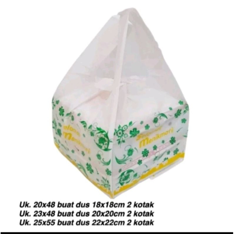 Kantong Plastik Dus Nasi 18x18 20x20 50 Lembar / Plastik Kardus Kotak Nasi Besek Catering Uk 18 20