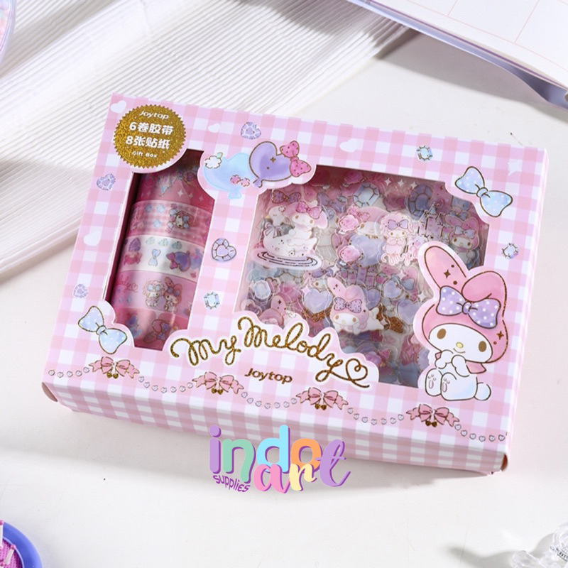 

(IAS) Washi Tape Stickers Box Set Gift Lucu Kuromi Cinnamoroll Pocchaco Sanrio Characters