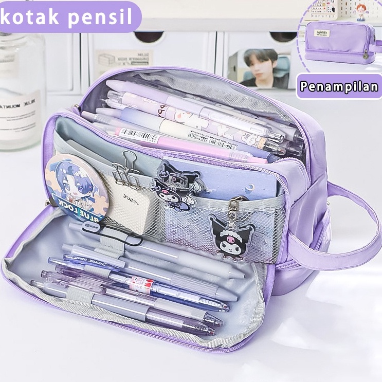

kotak pensil Jumbo Pencil Cases Large Capacity Pencil Bag Pouch Holder Box for Girls Office Student Stationery Organizer School Supplies