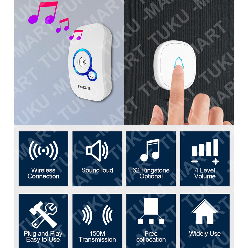 KERUI bel rumah bel pintu pagar wireless M577