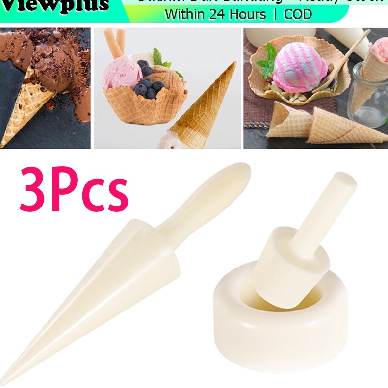 Paling Popular 3PcsSet Cetakan Cone Ice Cream Waffle Cone Maker  cetakan es krim cone
