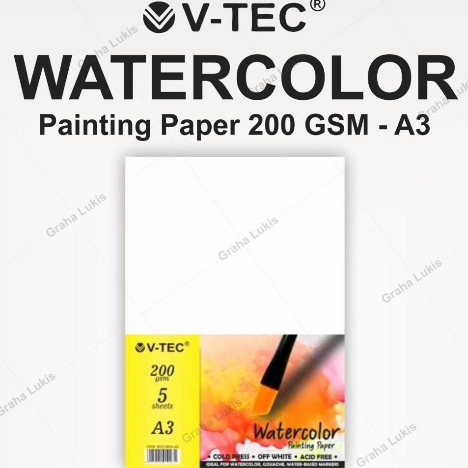 

VTEC Watercolor Paper 2 Gsm A3 Cold Pressed Lembaran