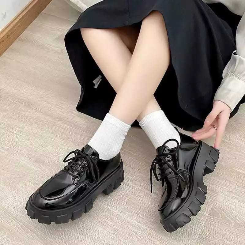 Vazka22 Store Sepatu Wanita Docmart Korean Oxford Boots Hak Platform Loafers Premium Quality