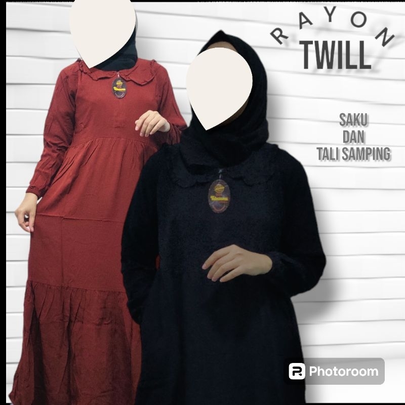 GAMIS WANITA RAYON TWILL POLOS | JUBAH WANITA POLOS RAYON TWILL  | DASTER PANJANG POLOS