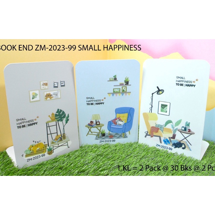 

penahan buku atau stand book motif small happiness isi 2 pc