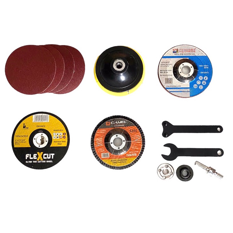 Bayar Di Tempat PAKET 6 Item Aksesoris Gerinda 4 inch  Amplas Poles  5 Amplas Bulat Vecro  Tatakan A