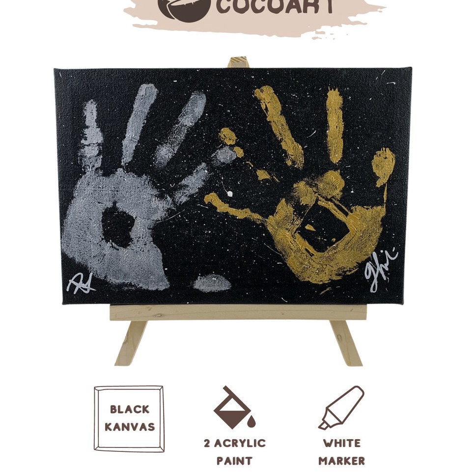 

DIY Hand Printing Kit Hand Painting Kit Couple Kanvas Cap Tangan Couple Canvas Lukis