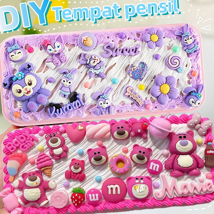 

DIY Deco Cream KitTetapkan Kotak PenTempat pensil menghias Deco Cream Clay Kotak Stationery Pake Handmade