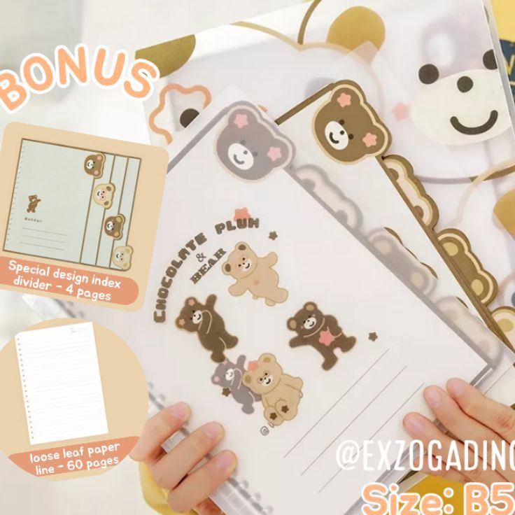 

Dijual Buku Binder A5 B5 Note File Holder Motif Beruang 6 Lembar Loose Leaf Kes Bergaris 1 Pcs