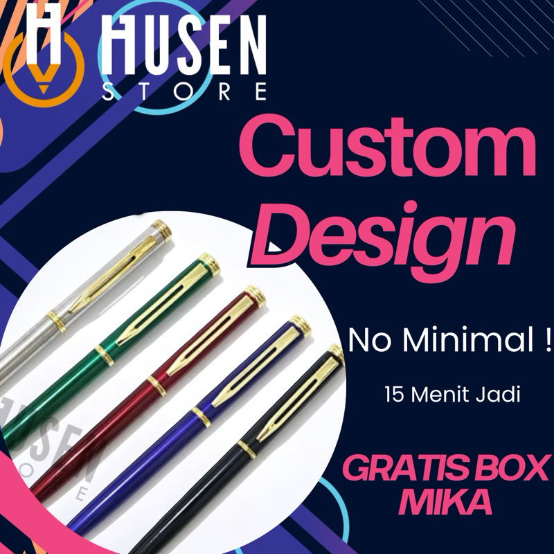 BALLPOINT METAL GRAVIER CUSTOM LOGO & NAMA + BOX MIKA NO MINIMAL