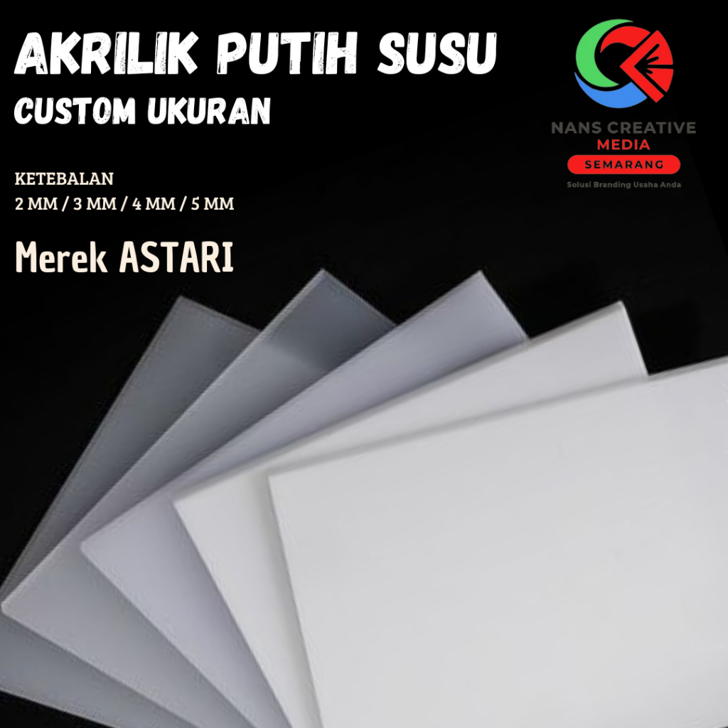 

Akrilik Putih Susu CUSTOM tebal 2 mm / 3 mm / 5 mm Merek Astari