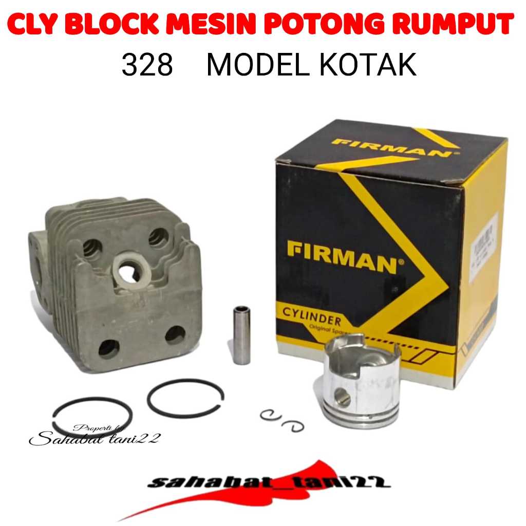 Cylinder Block Blok Komplit Mesin Potong Rumput Model segi empat 328 318 FIRMAN
