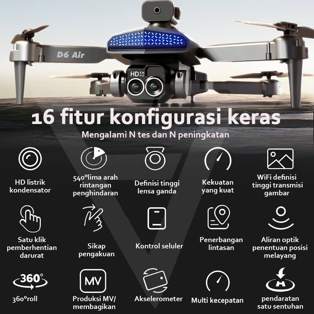 Drone D6 Pro 4k Udara Optik Drone hamn Kamera Definisi Tinggi Mini Dengan Kamera HD Drone Dual