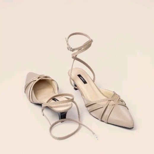 JULIA'R R0120 Women Gladiator Mules heels in Beige / Tali lilit