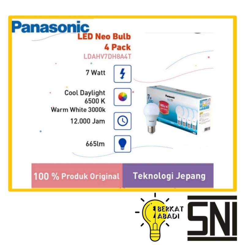 PAKET LAMPU LED 7 WATT PANASONIC NEO SNI