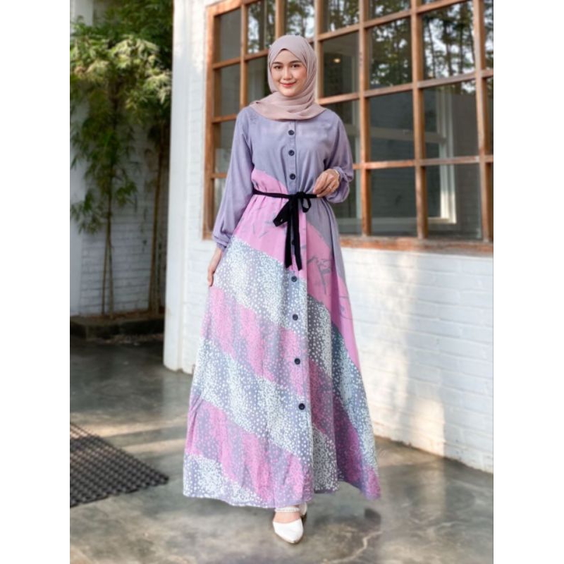 GAMIS BATIK TWILL RAYON CANDI MEKAR GAMIS BATIK CAP ABSTRAK PEKALONGAN