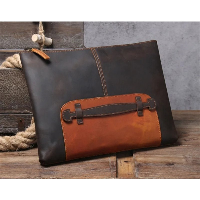 Clutch Handbag Pria Kulit Sapi Asli - Tas Tangan kulit - Cover Ipad/Laptop